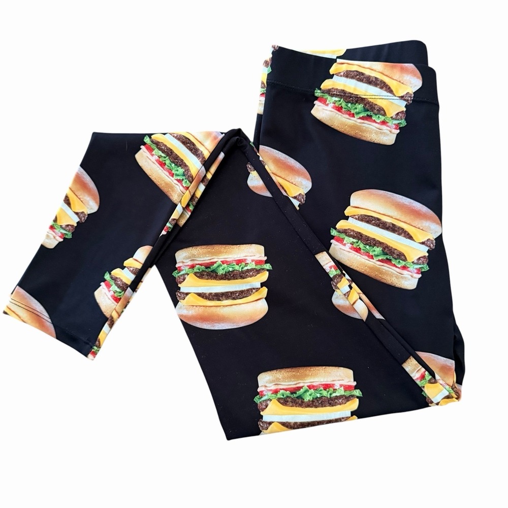 In-N-Out Hamburger Leggings Sz Medium Fast Food Kitsch‎ Retro Novelty Streetwear